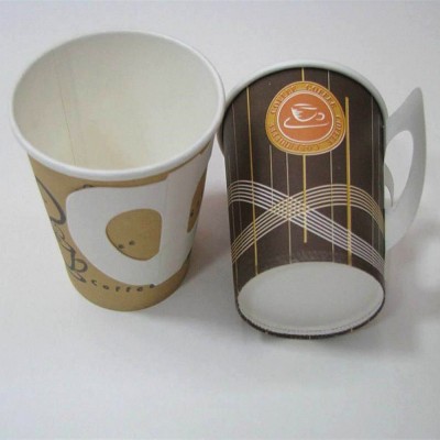 High quality disposable 7oz single wall hot drink coffee paper cups with handle