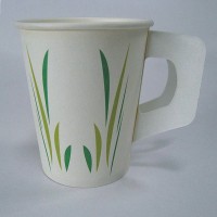 Hot sale disposable 7oz single wall hot drink paper cup with handle