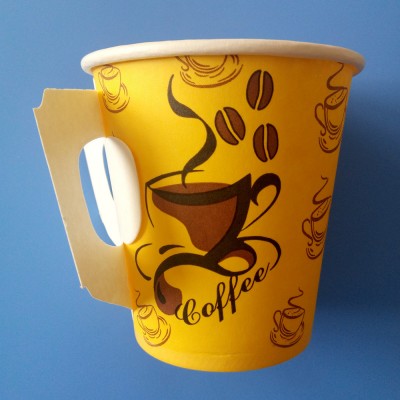 8oz paper cup with handle for hot beverage