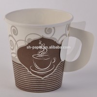 Hot drink disposable paper cup with handle