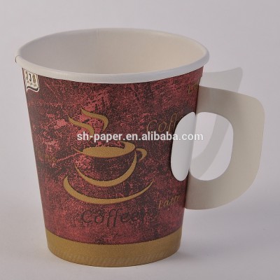 Beverage use single wall style disposable 7oz paper cup with handle