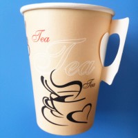 Hot new products 9oz single wall paper disposable cups with handle